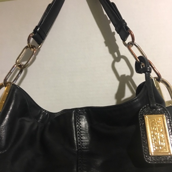Badgley Mischka black leather lg hobo bag with gold hardware. - Picture 5 of 7